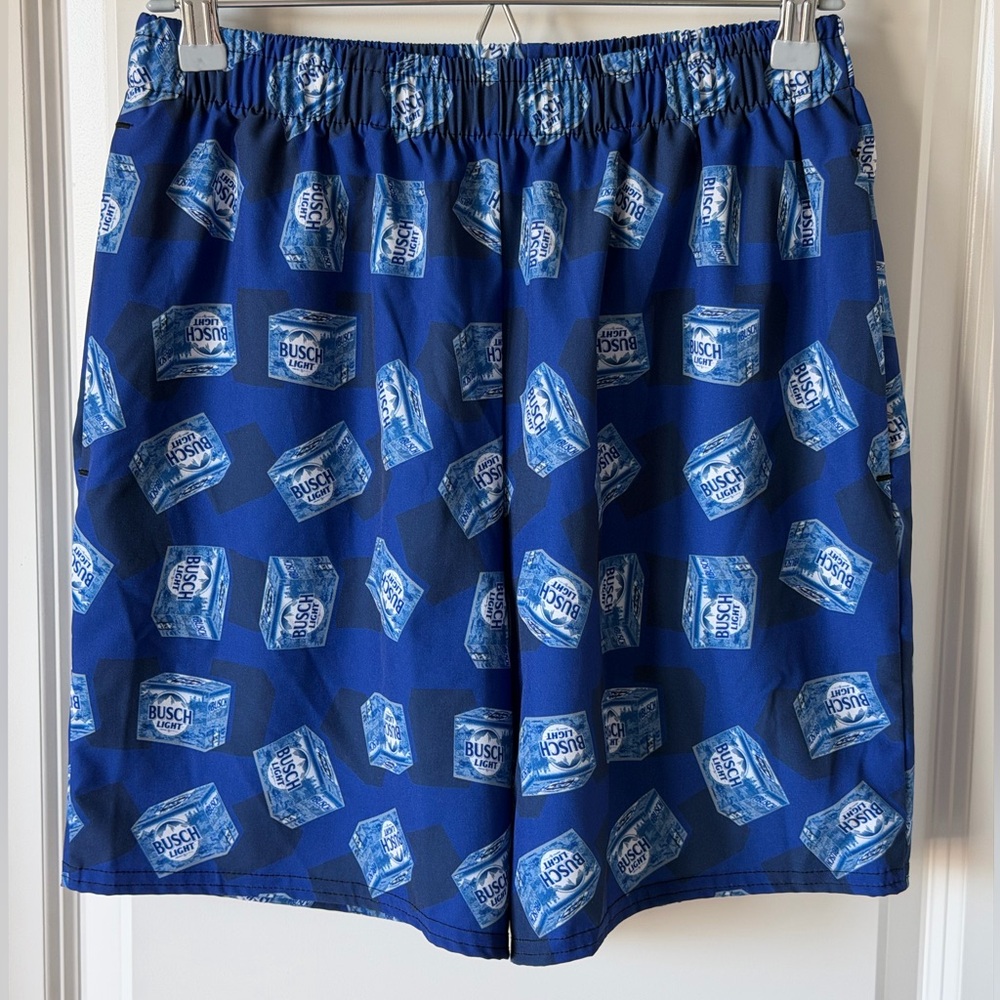 Busch Beer Print Men’s Swim Trunks / Beach Graphic Board Vacation Shorts-M
